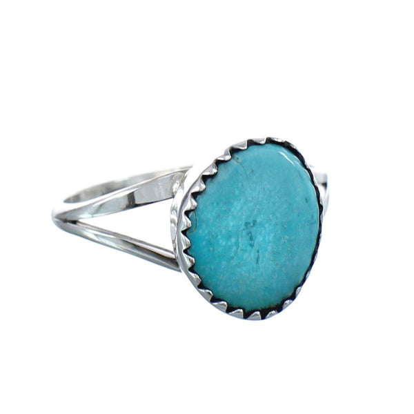 Native American Authentic Sterling Silver Turquoise Ring Size 5-3/4 AX126517