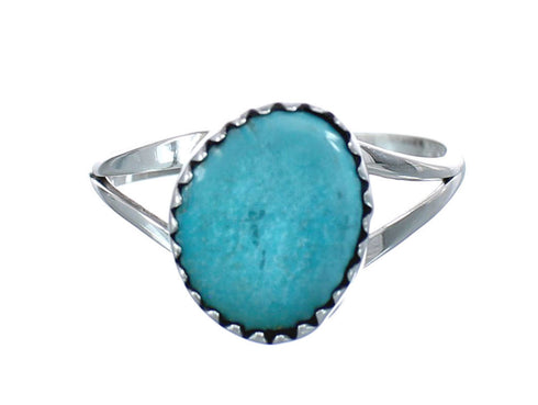 Native American Authentic Sterling Silver Turquoise Ring Size 5-3/4 AX126517