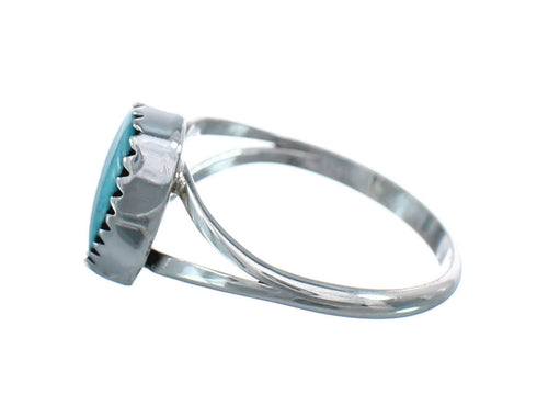 Native American Authentic Sterling Silver Turquoise Ring Size 5-3/4 AX126517