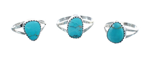 Native American Authentic Sterling Silver Turquoise Ring Size 5-3/4 AX126517