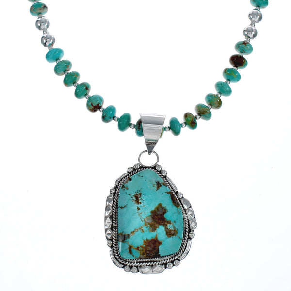 Sterling Silver Turquoise Native American Bead Necklace Set JX126992