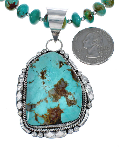 Sterling Silver Turquoise Native American Bead Necklace Set JX126992