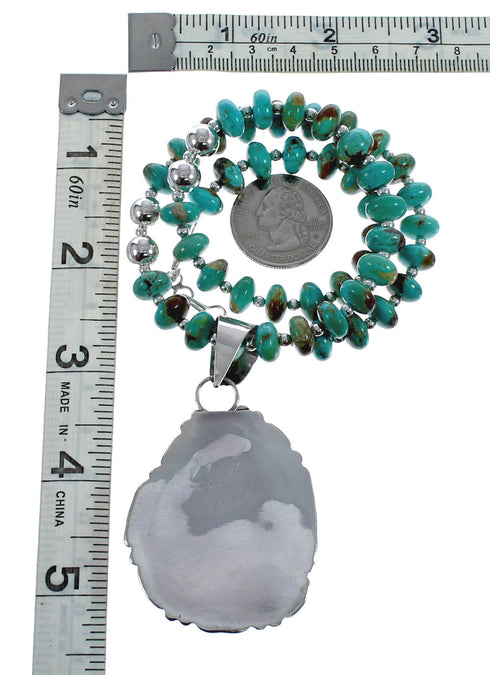 Sterling Silver Turquoise Native American Bead Necklace Set JX126992