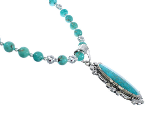 Sterling Silver Turquoise Native American Bead Necklace Set JX126995