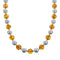 Native American Amber And Mother of Pearl Sterling Silver Bead Necklace JX126861