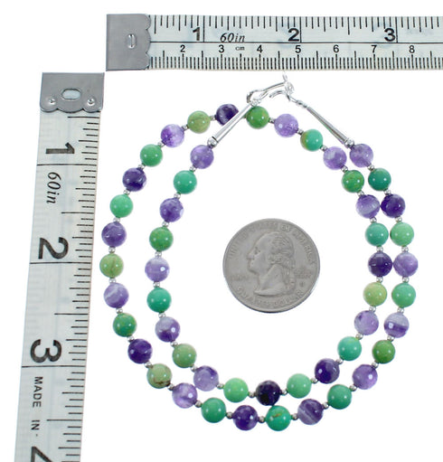 Native American Jade and Amethyst Sterling Silver Bead Necklace JX126883