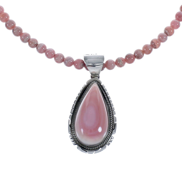 Native American Sterling Silver Rhodochrosite Bead Necklace JX126891