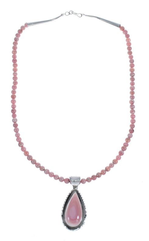 Native American Sterling Silver Rhodochrosite Bead Necklace JX126891