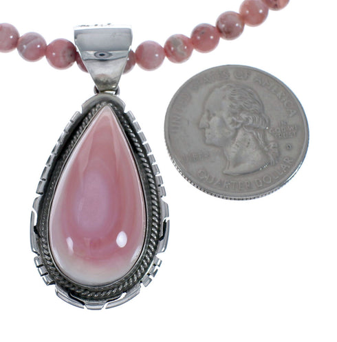 Native American Sterling Silver Rhodochrosite Bead Necklace JX126891