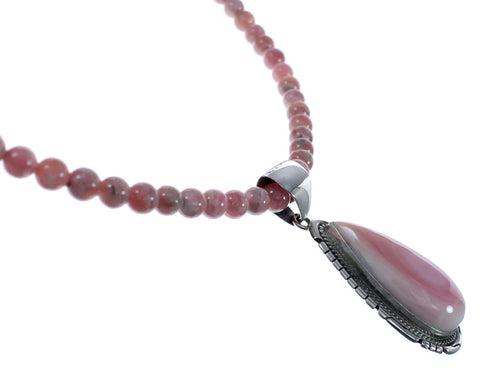 Native American Sterling Silver Rhodochrosite Bead Necklace JX126891