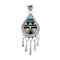 Native American Zuni Multicolor Sterling Silver Sun Tear Drop Pendant JX126417