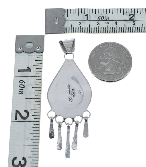 Native American Zuni Multicolor Sterling Silver Sun Tear Drop Pendant JX126417