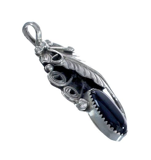 Onyx And Sterling Silver Navajo Leaf Pendant JX126412