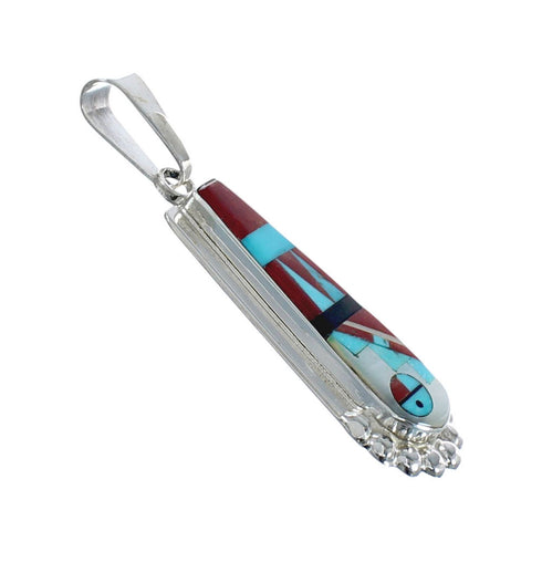 Multicolor Inlay Sterling Silver Sun Native American Pendant JX126333