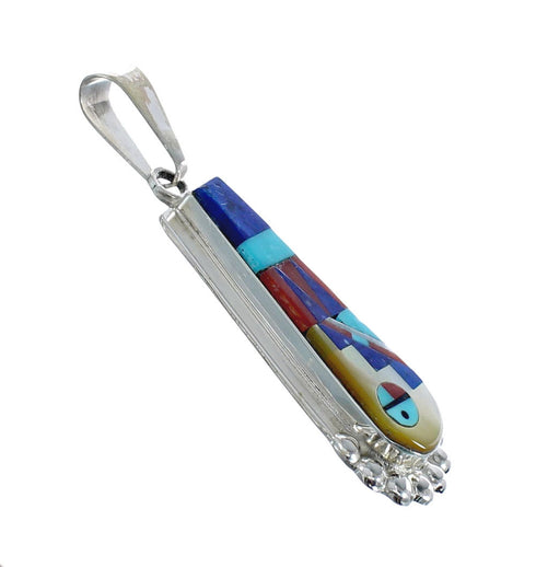 Multicolor Inlay Sterling Silver Sun Native American Pendant JX126335