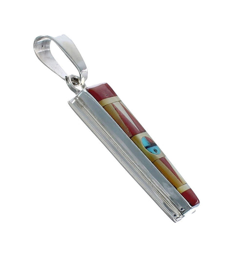 Multicolor Inlay Sterling Silver Sun Native American Pendant JX126351