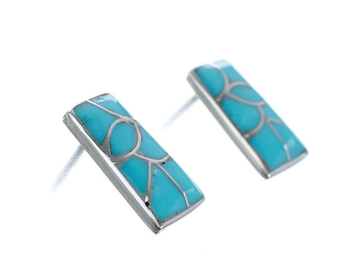 Sterling Silver Zuni Turquoise Inlay Post Earrings JX126336
