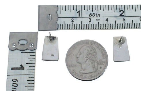 Sterling Silver Zuni Turquoise Inlay Post Earrings JX126336