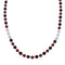 Sterling Silver Coral And Onyx Navajo Bead Necklace JX126734