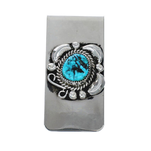 Navajo Turquoise Genuine Sterling Silver Money Clip JX127028