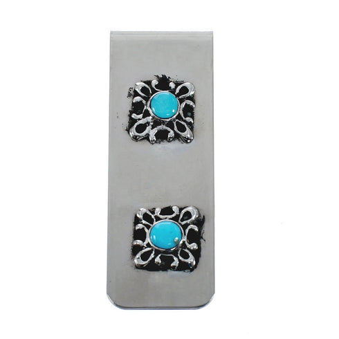 Navajo Turquoise Genuine Sterling Silver Money Clip JX127031