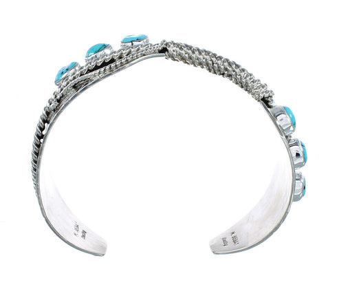 Navajo Feather Turquoise Sterling Silver Cuff Bracelet AX126326