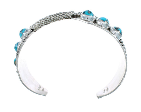 Navajo Feather Turquoise Sterling Silver Cuff Bracelet AX126328