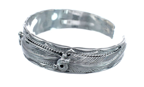 Native American Sterling Silver Scalloped Leaf Cuff Bracelet AX126728