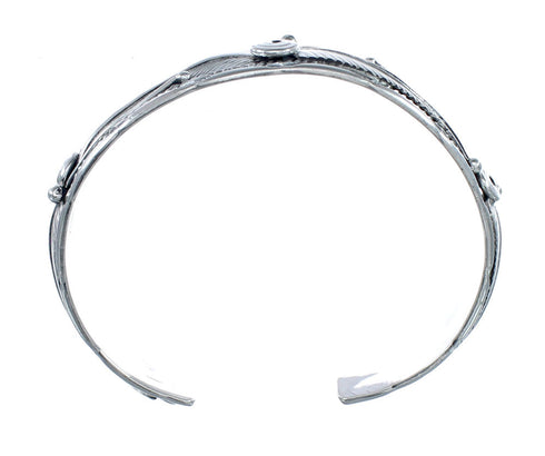 Native American Sterling Silver Scalloped Leaf Cuff Bracelet AX126728