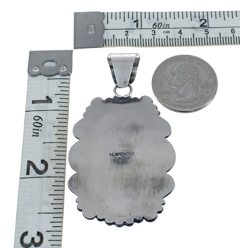 Native American Authentic White Buffalo Turquoise Sterling Silver Pendant JX126695