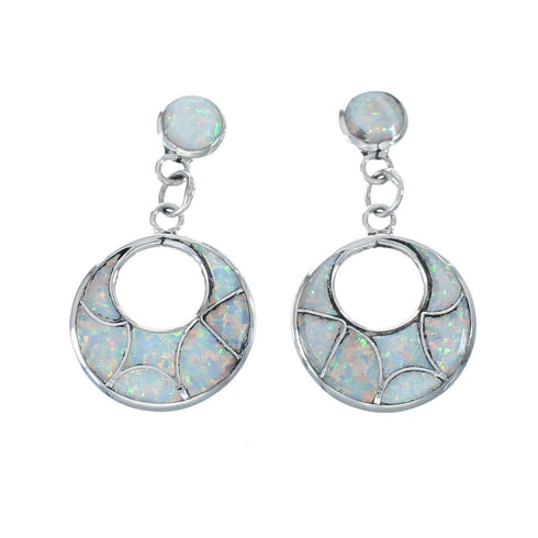 Zuni Opal Sterling Silver Post Dangle Earrings AX126173