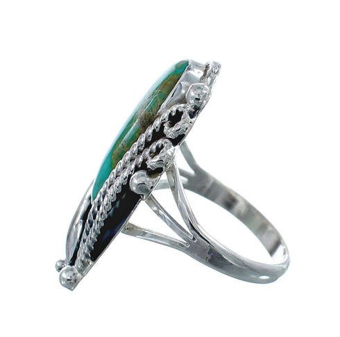 Turquoise And Sterling Silver Scalloped Leaf Navajo Ring Size Size 9-1/4 AX126237