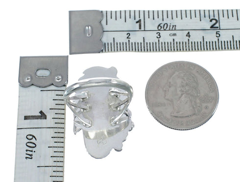 Turquoise And Sterling Silver Scalloped Leaf Navajo Ring Size Size 9-1/4 AX126237