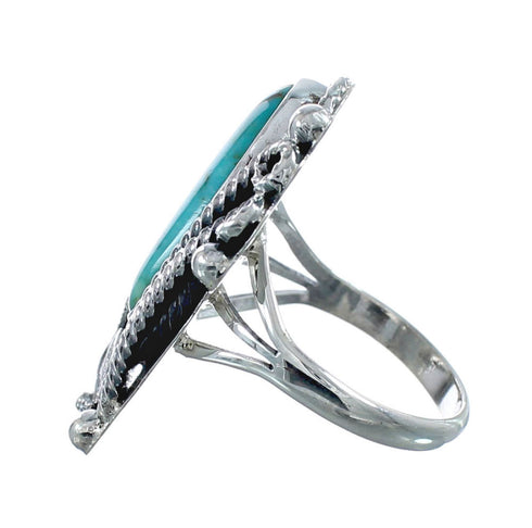 Turquoise And Sterling Silver Scalloped Leaf Navajo Ring Size Size 8-3/4 AX126241