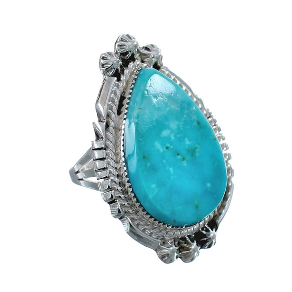 Native American Turquoise Sterling Silver Navajo Ring Size 7-1/2 AX126195