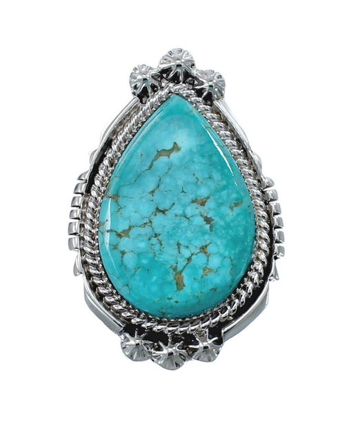 Native American Turquoise Sterling Silver Navajo Ring Size 8-3/4 AX126196