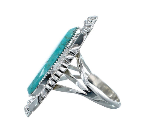 Native American Turquoise Sterling Silver Navajo Ring Size 8-3/4 AX126196