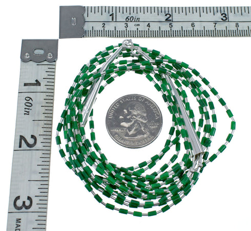 Hand Strung Liquid Silver 5-Strand Malachite Necklace JX126255
