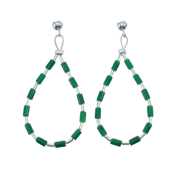 Man Made Malachite Liquid Sterling Silver Post Dangle Earrings JX126766