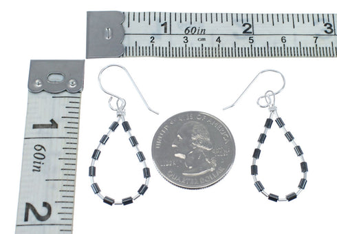 Authentic Hematite Liquid Sterling Silver Hook Dangle Earrings JX126778