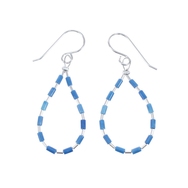 Man Made Denim Lapis Liquid Sterling Silver Hook Dangle Earrings JX126770