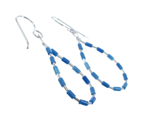 Man Made Denim Lapis Liquid Sterling Silver Hook Dangle Earrings JX126770