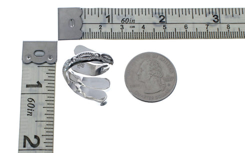 Sterling Silver Coral Navajo Adjustable Ring Size 6, 7, 8 AX127238
