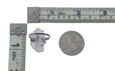 Flower Scalloped Leaf Coral Genuine Sterling Silver Navajo Ring Size 8-1/2 AX127092