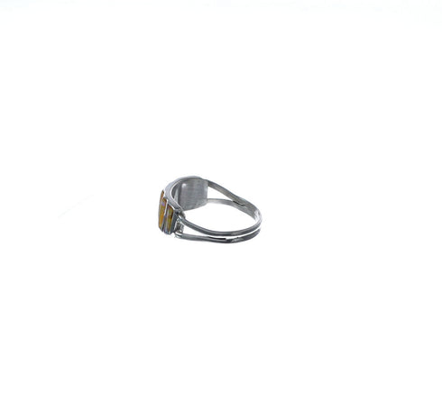 Yellow Opal Authentic Sterling Silver Zuni Ring Size 8-1/2 AX127133