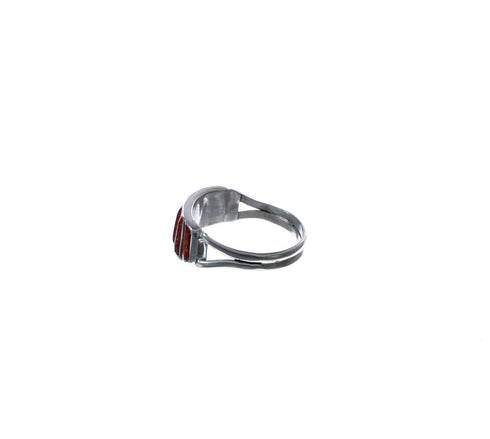 Red Opal Authentic Sterling Silver Zuni Ring Size 6-1/2 AX127219