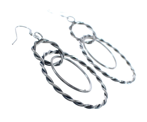 Native American Sterling Silver Hook Dangle Earrings JX127289