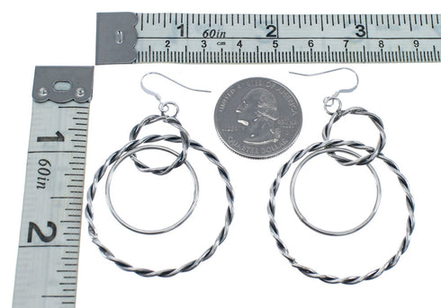 Native American Sterling Silver Hook Dangle Earrings JX127289