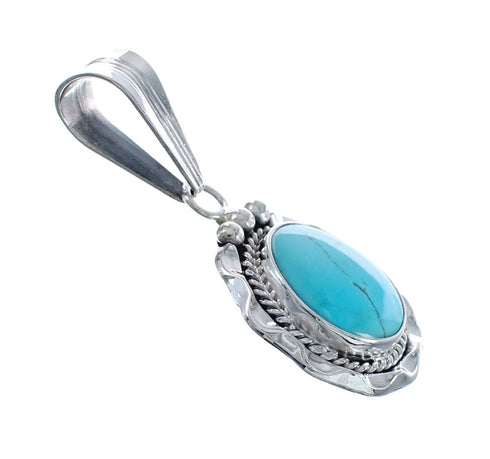 Turquoise Authentic Twisted Sterling Silver Navajo Pendant AX127429