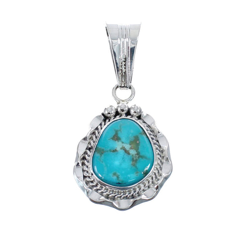 Turquoise Authentic Twisted Sterling Silver Navajo Pendant AX127430